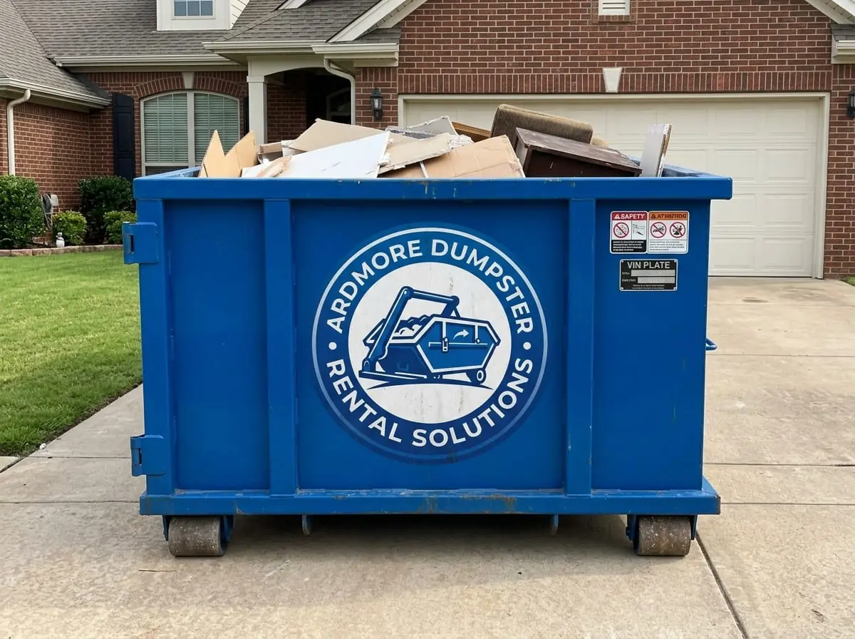 Dumpster rental in Ardmore, OK Ardmore Dumpster Rental roll-off dumpster being delivered to an Ardmore, Oklahoma driveway