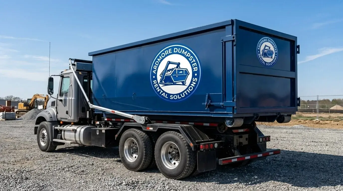 Serving Ardmore and the Ardmore area Ardmore Dumpster Rental Solutions roll-off truck serving Ardmore and the Ardmore area